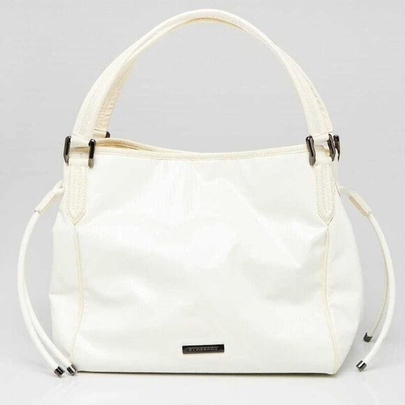 Burberry White Check Embossed Patent Leather Canterbury Tote Bag - Picture 1 of 12